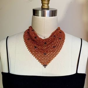 Handmade Copper Boho Bandana Bib Chainmail Necklace